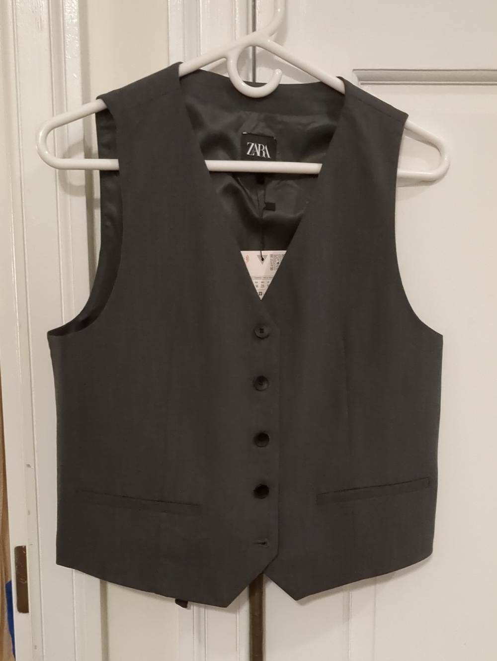 Nwt Zara Women's Charcoal Gray Button Suiting Vest In M Medium